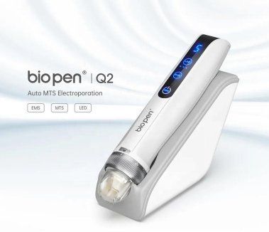 A woman is getting a laser treatment on her face.