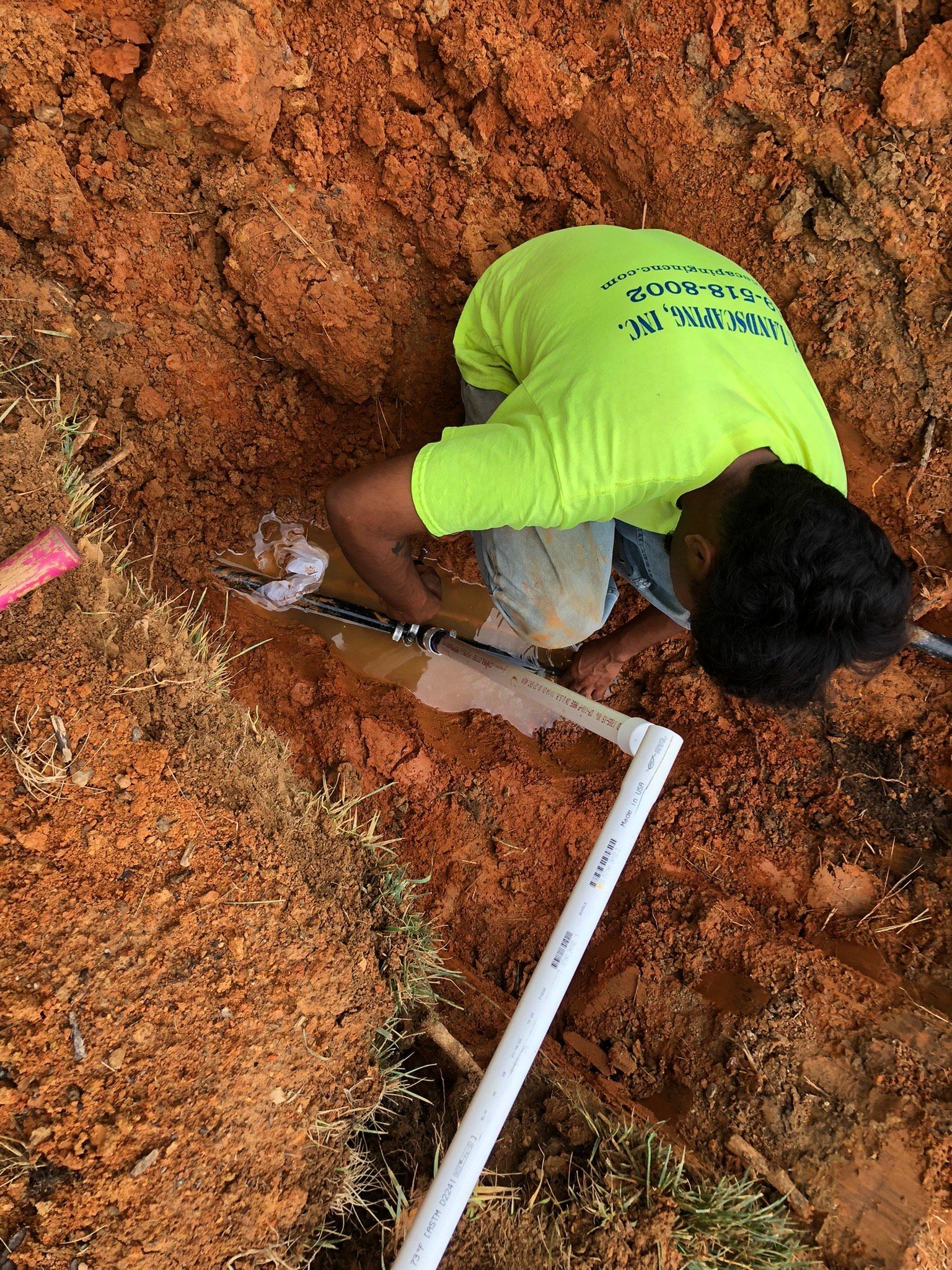 Installing Pipe for Irrigation