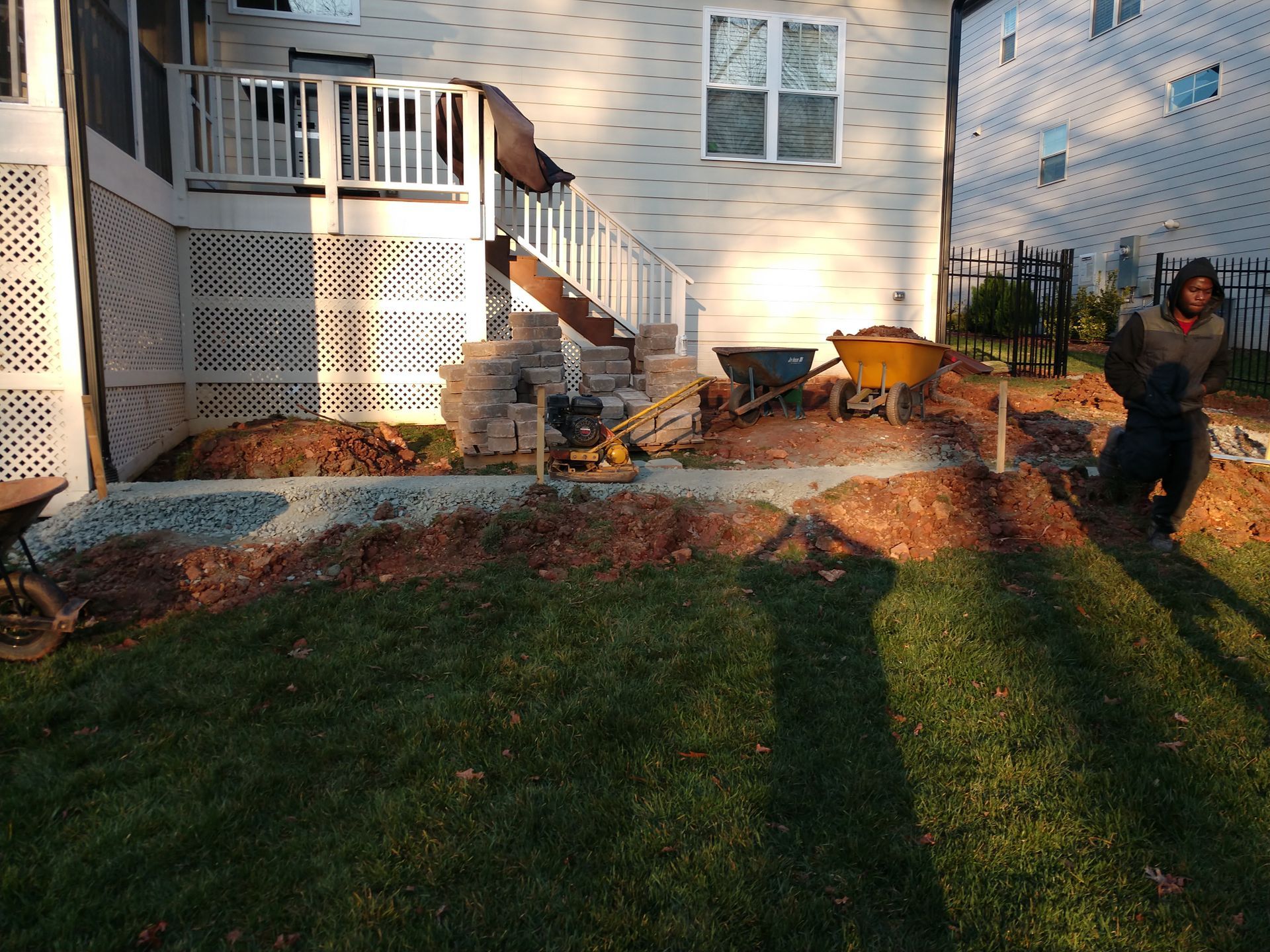 Landscape Construction in Backyard