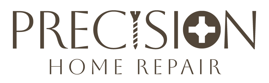 Logo for Precision Home Repair with text and a screw design.