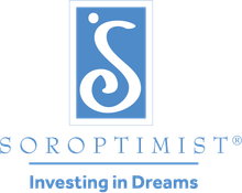 Soroptimist International logo: a stylized white 'S' with a dot inside a blue rectangle above the text