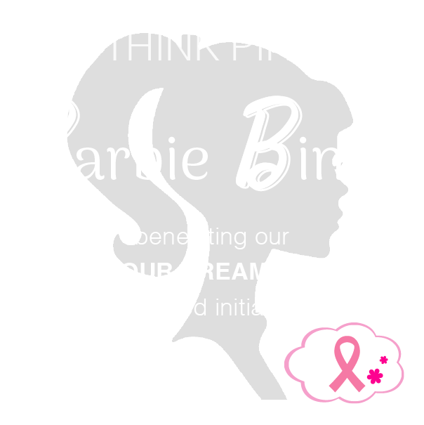 A light grey silhouette of a profile against a white background, featuring a pink breast cancer awareness ribbon icon.
