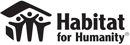 The Habitat for Humanity logo, featuring a stylized roof over three people with raised arms, next to the organization name.