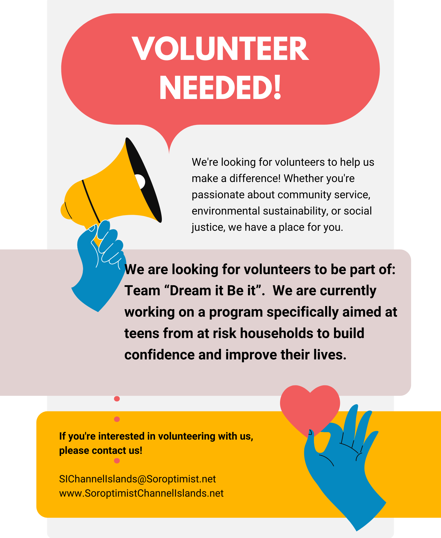 Volunteer flyer for 