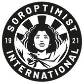 Black and white circular logo featuring a person with wavy hair, the text