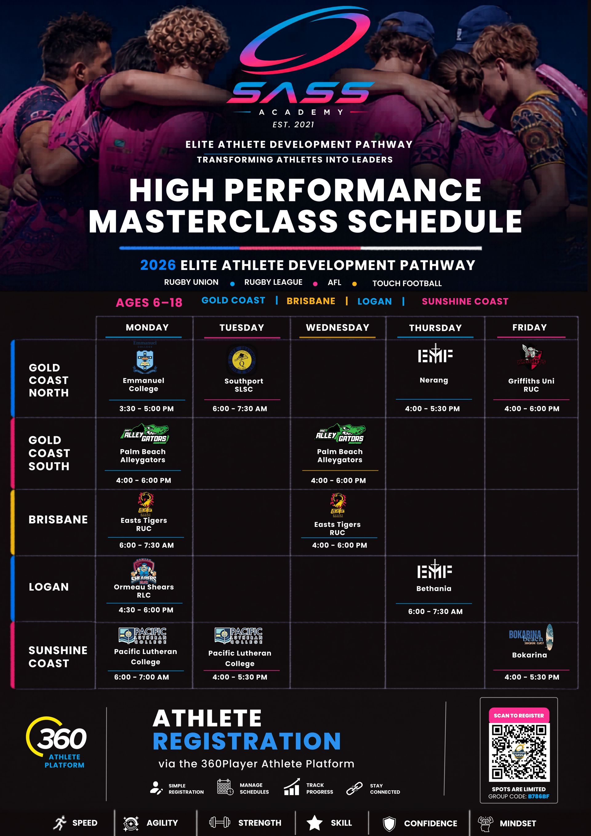 Masterclass timetable poster
