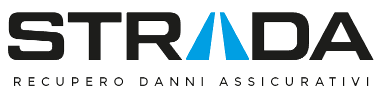Logo STRADA in nero, bianco e blu con la dicitura “RECUPERO DANNI ASSICURATIVI”