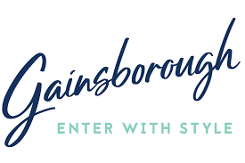 Logo for Gainsborough, text in script font with 