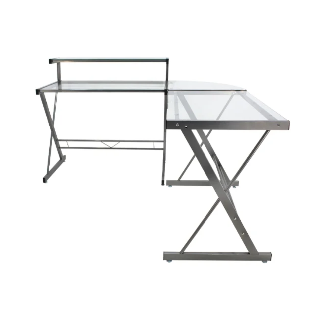 ESCRITORIO CRISTAL TEMPLADO CON REPISA ECOMAX