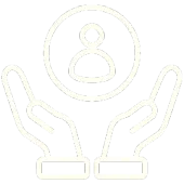 Hands holding a user icon above them, suggesting support or account protection