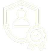 Shield with user icon and award ribbon badge, representing verified account security.