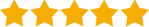 Five gold stars rating icon