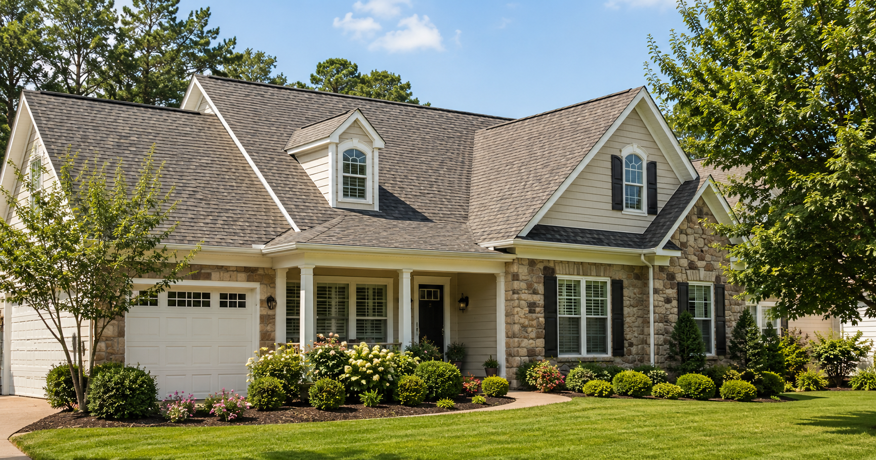 Asphalt shingle roof on a well-maintained Richmond area home after Roof Maxx treatment
