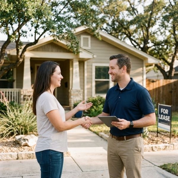property manager speaking to the homeowner
