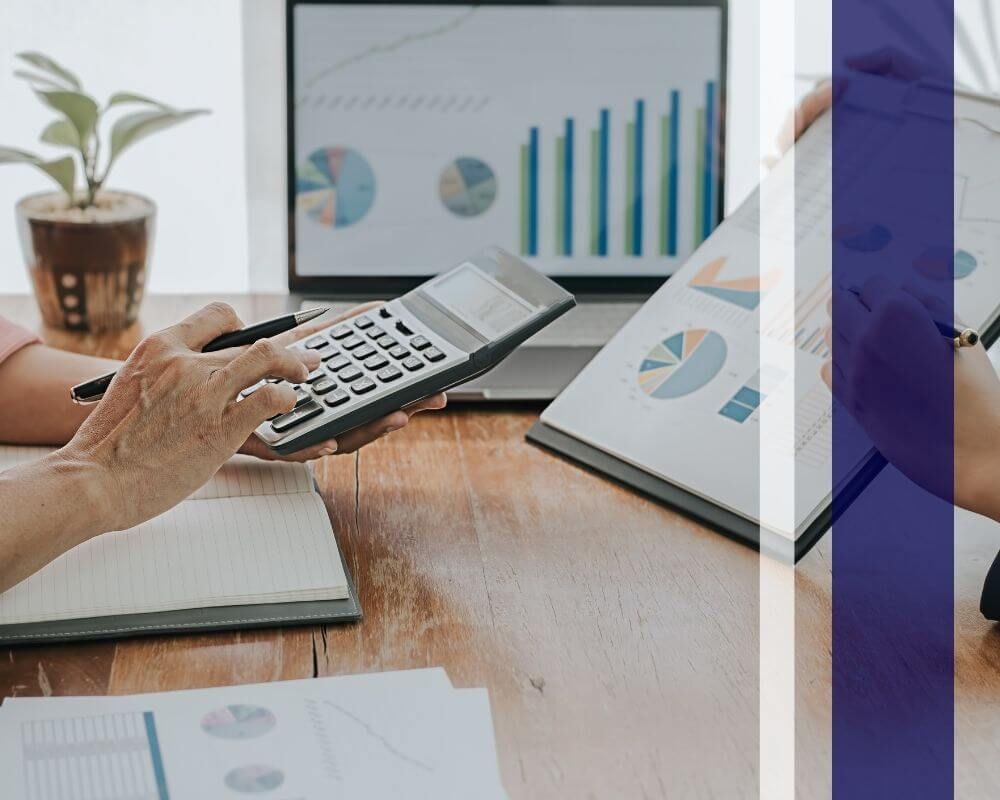 Digital tablet on a desk showing clean financial analytics and business growth charts.