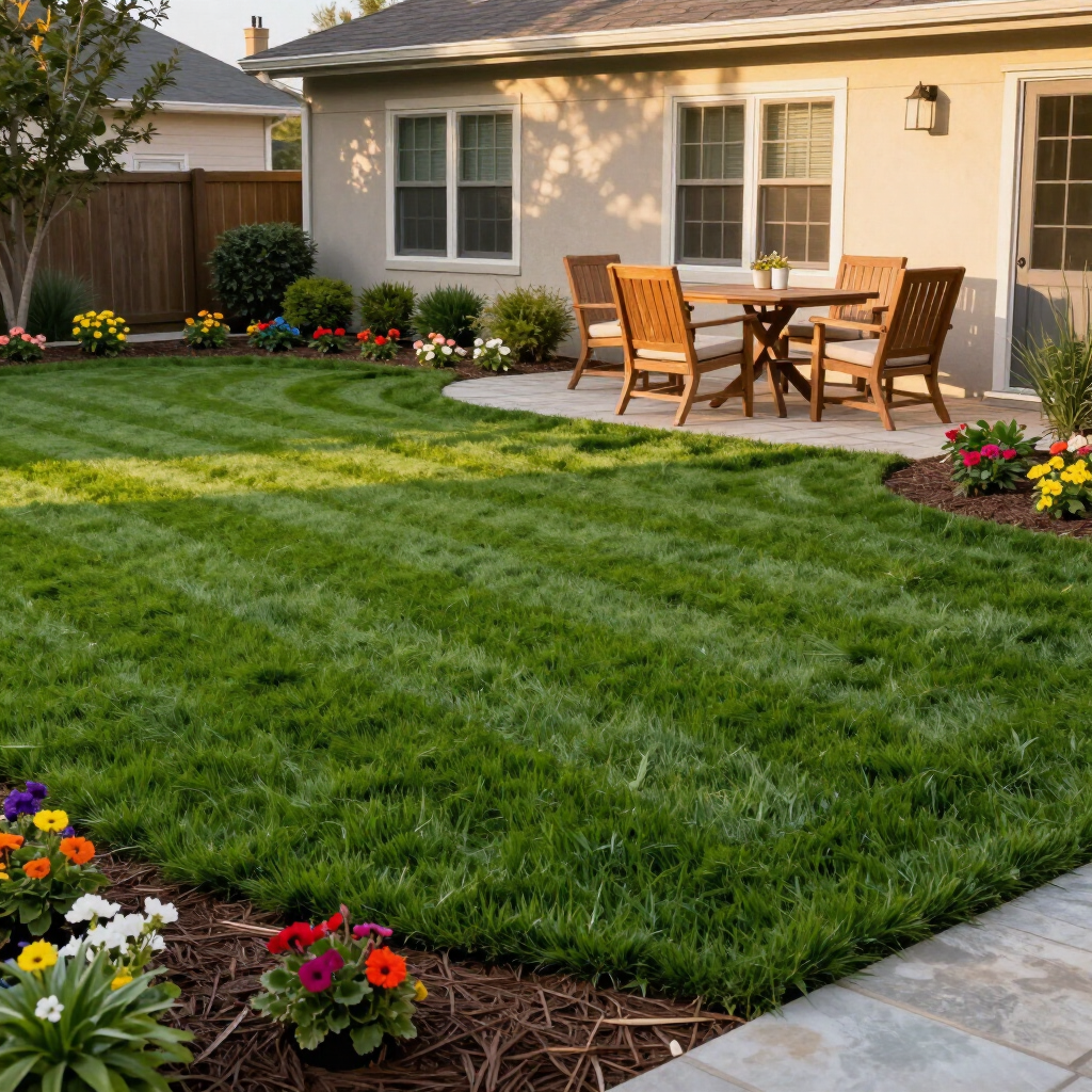 Neatly trimmed hedge beside a gravel garden path, with a house and lush greenery in the background