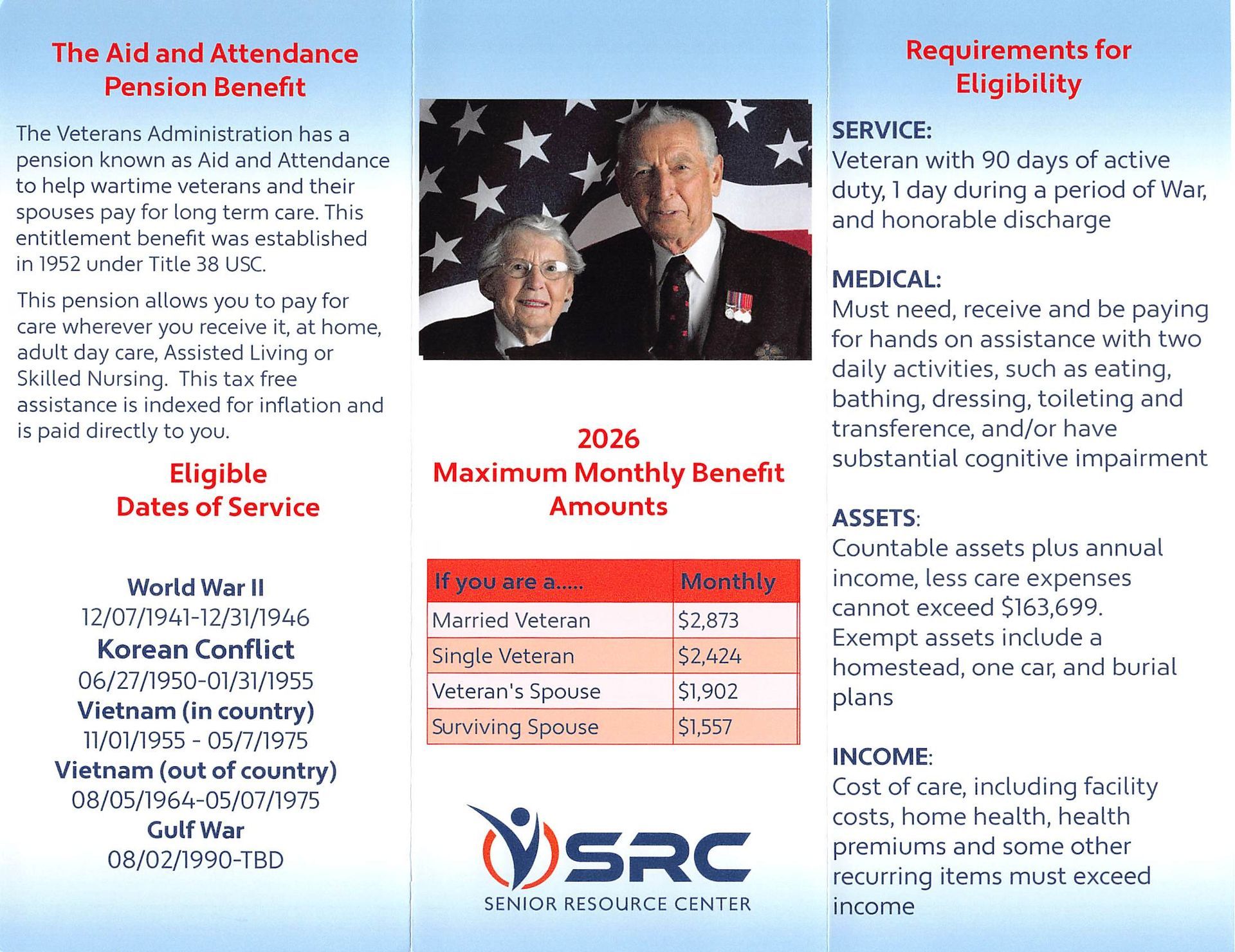 A brochure for the airland attendance pension benefit