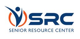 The logo for the senior resource center is blue and orange.