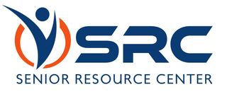 The logo for the senior resource center is blue and orange.