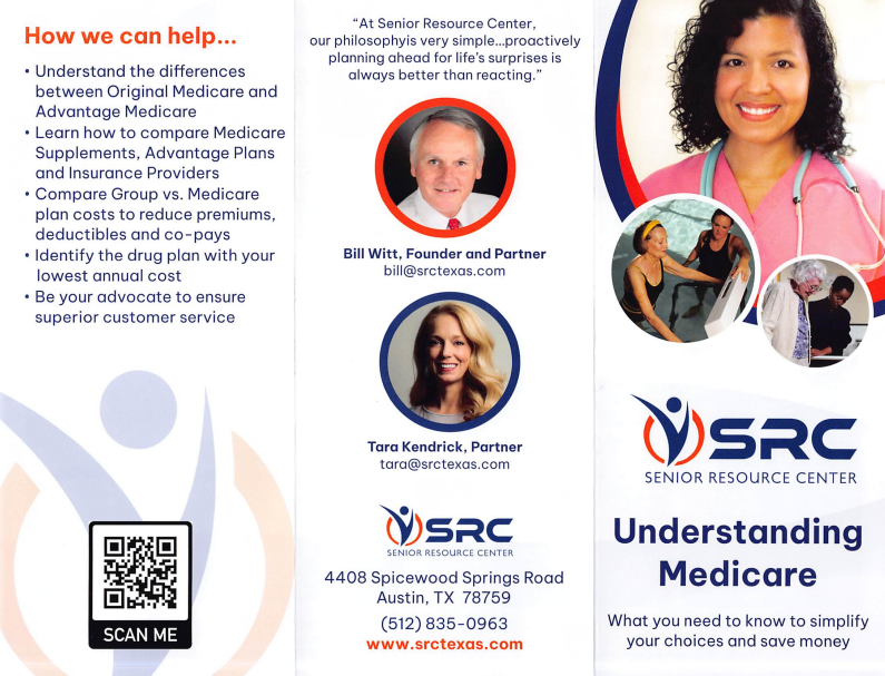 A brochure for understanding medicare shows a woman with a stethoscope around her neck