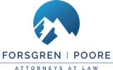 Forsgren | Poore Attorneys at Law logo with blue mountain icon and text