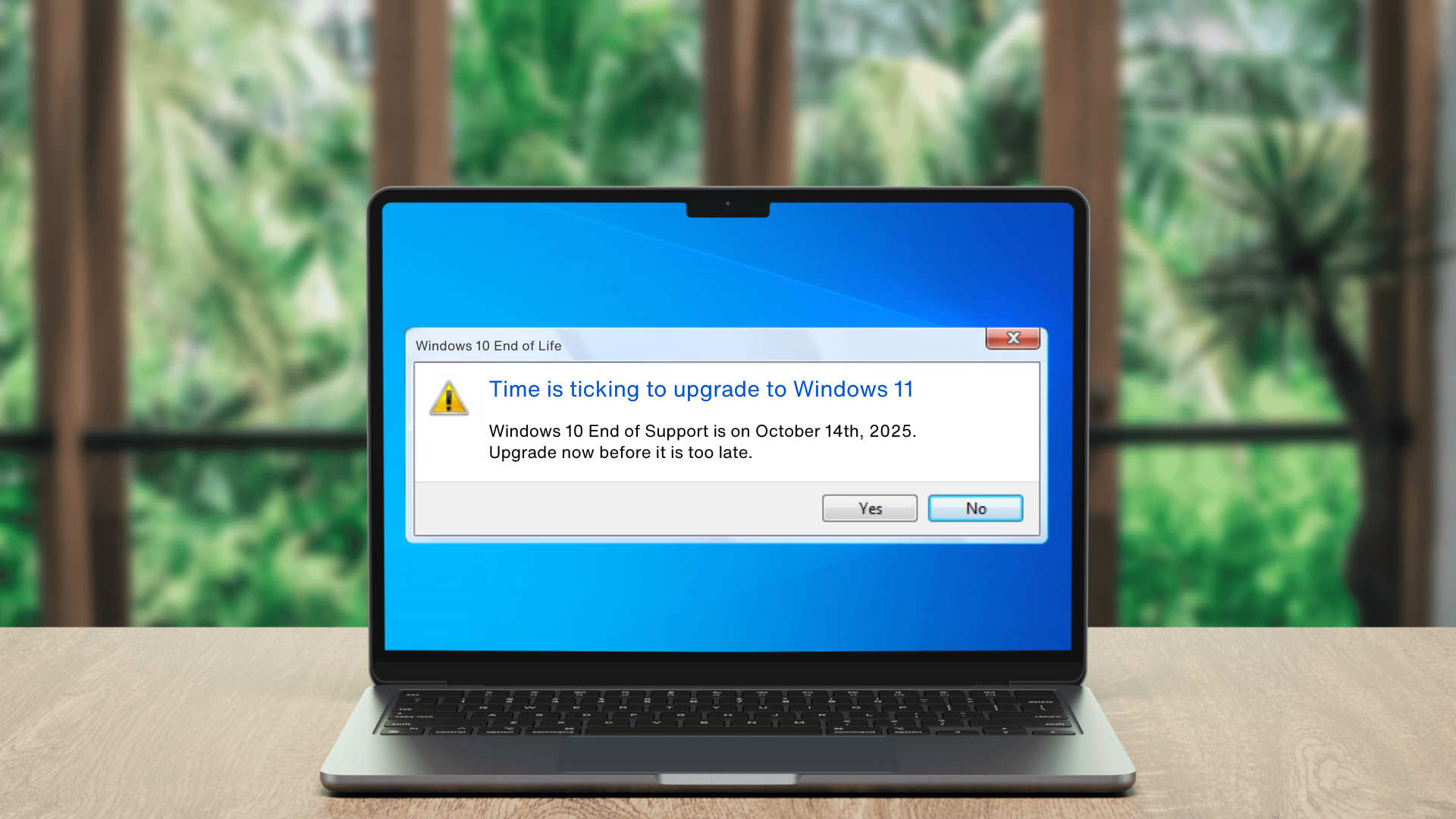 A laptop with a warning message on the screen
