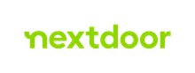 The nextdoor logo is green and white on a white background.