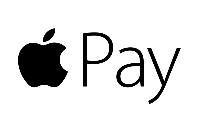 The apple pay logo is black and white on a white background.