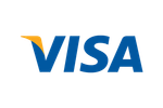A blue and yellow visa logo on a white background