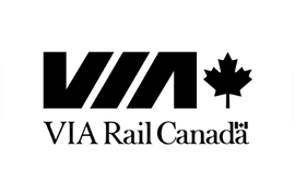 VIA Rail Canada logo in black with a maple leaf icon and the text “VIA Rail Canada”