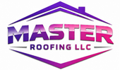 Master Roofing LLC logo in purple and white with stylized roofline