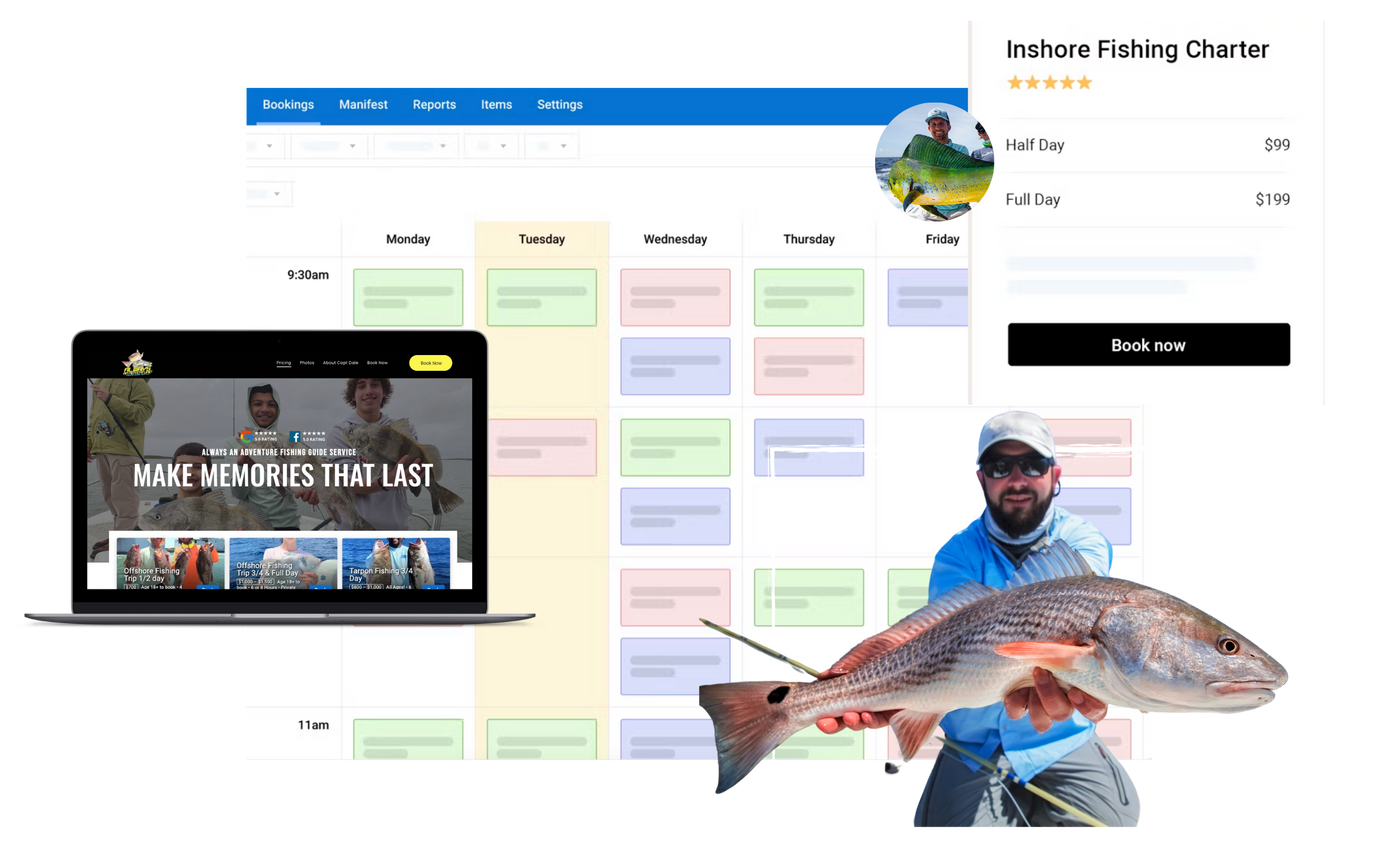 Fishing Guide web design booking platform & calendar photo