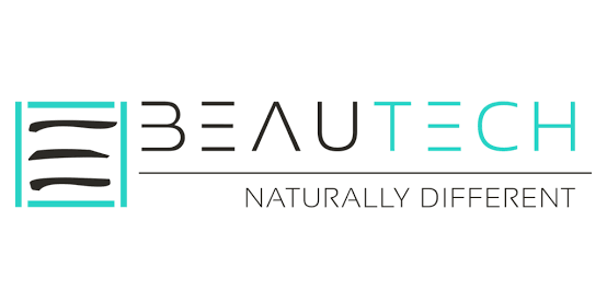Logo Beautech con icona stilizzata color verde acqua e nera e slogan 