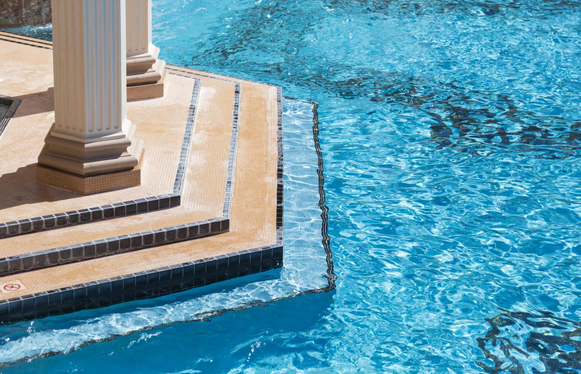 pool with tile flooring