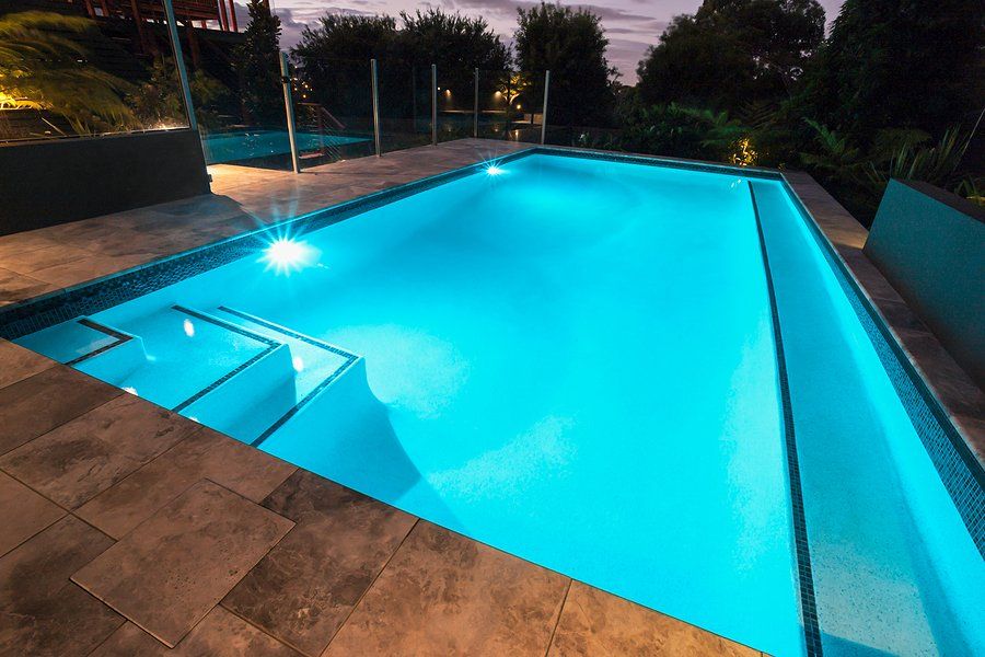 outdoor pool with lights