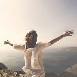 Woman taking a breath