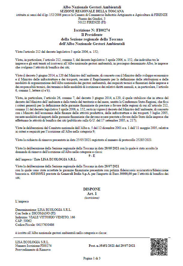 Documento formale con testo e logo, probabilmente un avviso legale o ufficiale.