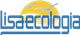 Logo per Lisa Ecologia con testo blu e un sole giallo con uccelli.