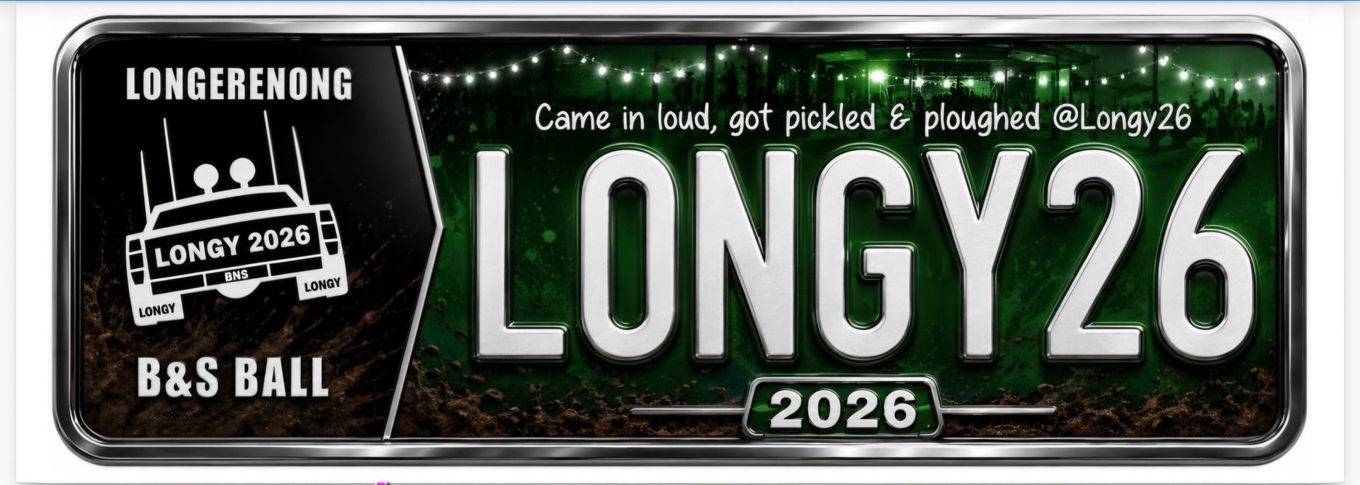 Longy BNS 2026 Black and White number plate.