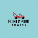 A logo for point 2 point towing with a red tow truck