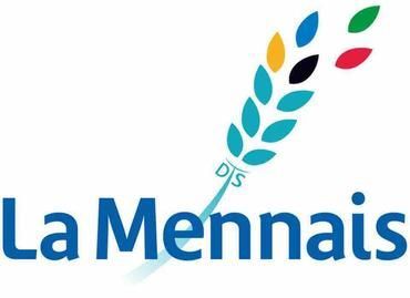 A logo for la mennais with a wheat ear and leaves