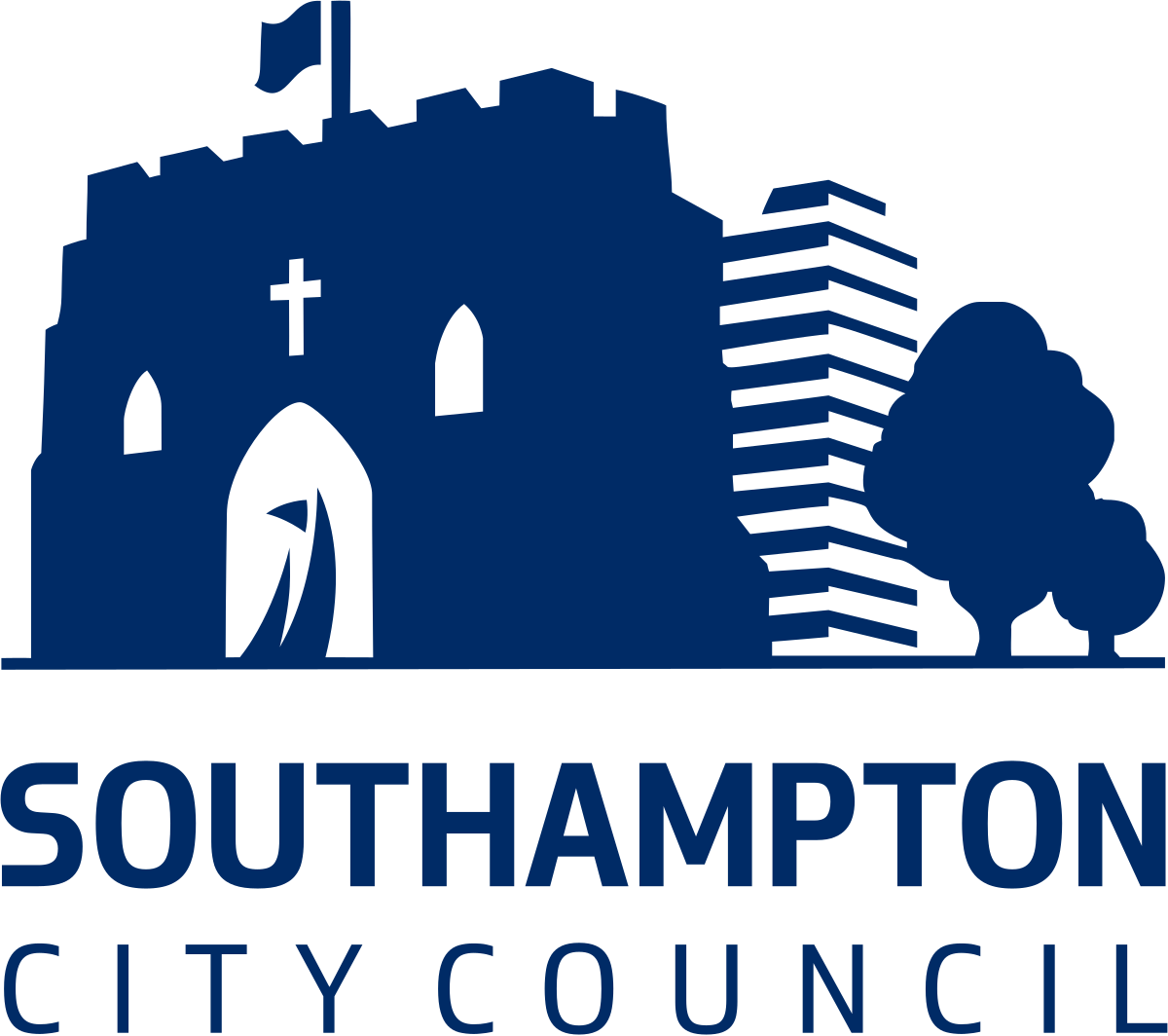 The logo for the southhampton city council shows a castle and trees