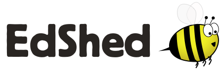 A logo for edshed with a bee on it