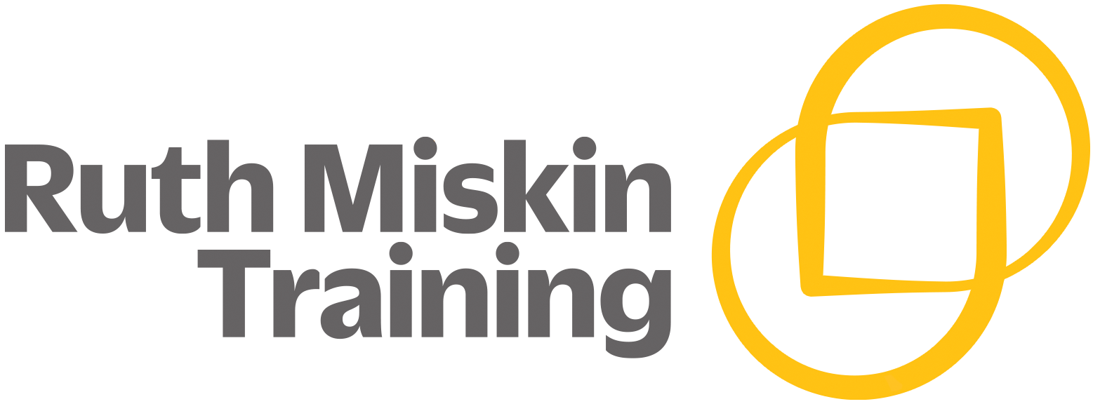 The logo for ruth miskin training is yellow and gray.