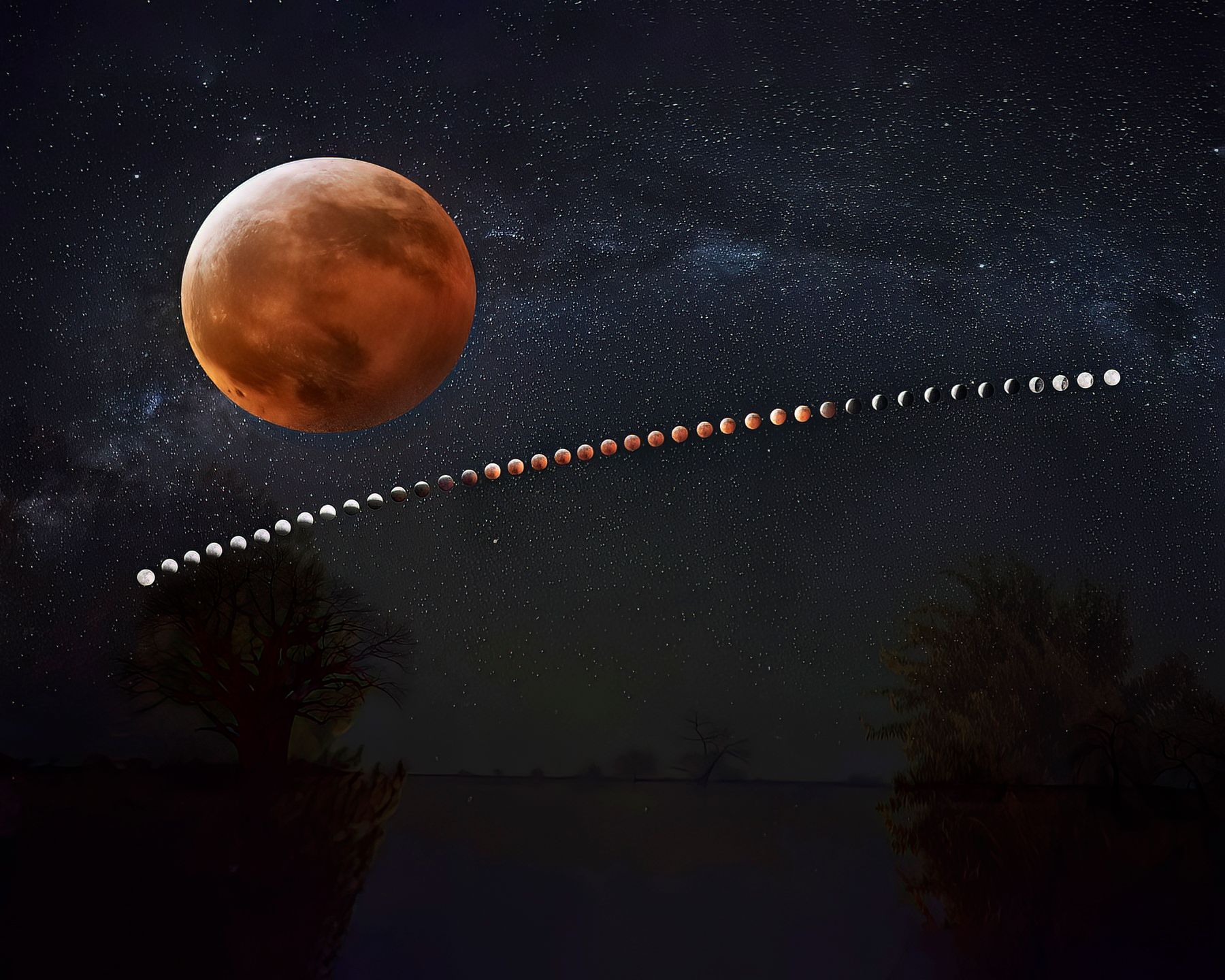 An artist 's impression of a partial lunar eclipse