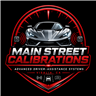 Main Street Calibrations logo with silver sports car and red speedometer on black background