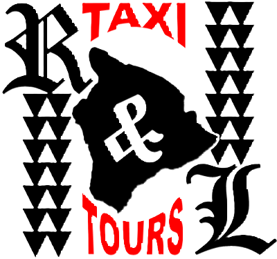 A black and white logo for r & r taxi tours