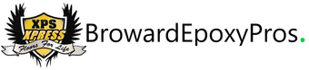 BrowardEpoxyPros logo with black and yellow XPS Express emblem and blue website text