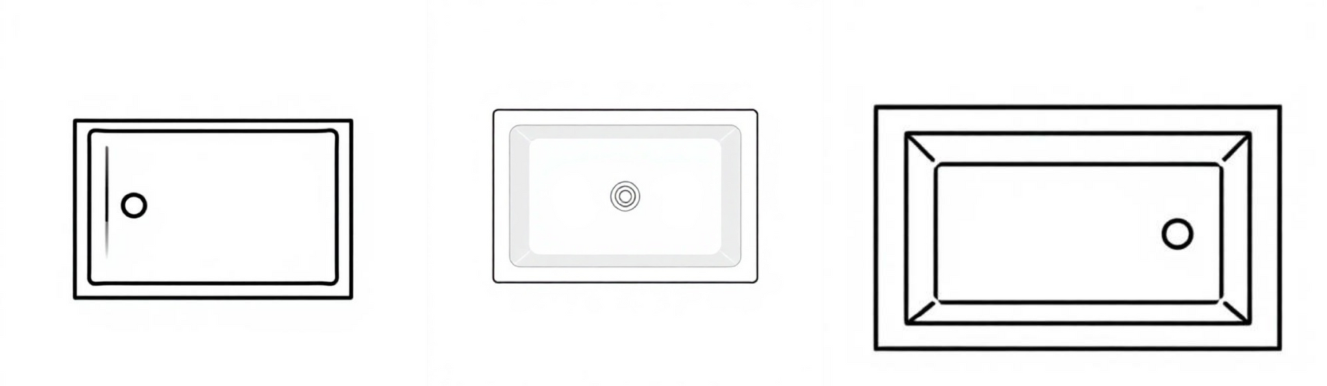 Three small rectangular panel icons, one outlined in black, one faded gray, and one framed with a double border.