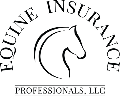 A black and white logo for equine insurance professionals , llc.